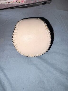 Coach Cream Leather Baseball-Stitch Paperweight